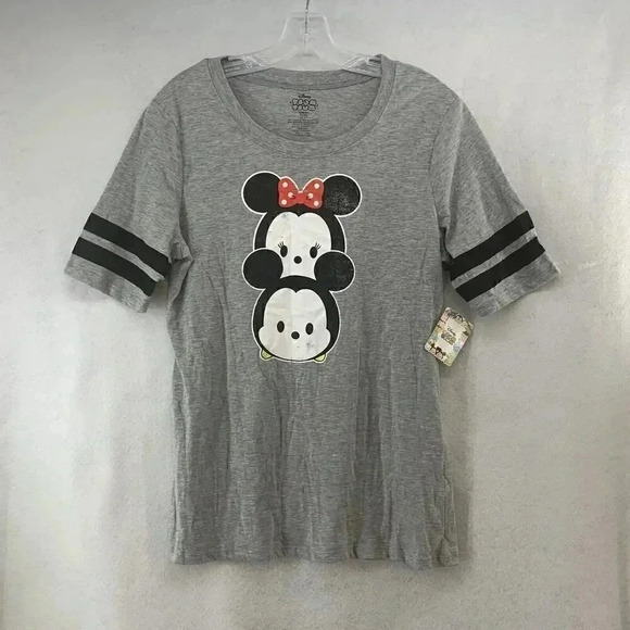 Disney Tsum Tsum T-Shirt‎ Juniors Gray Size XL (15/17) Mickey And Minnie Mouse - Picture 1 of 4